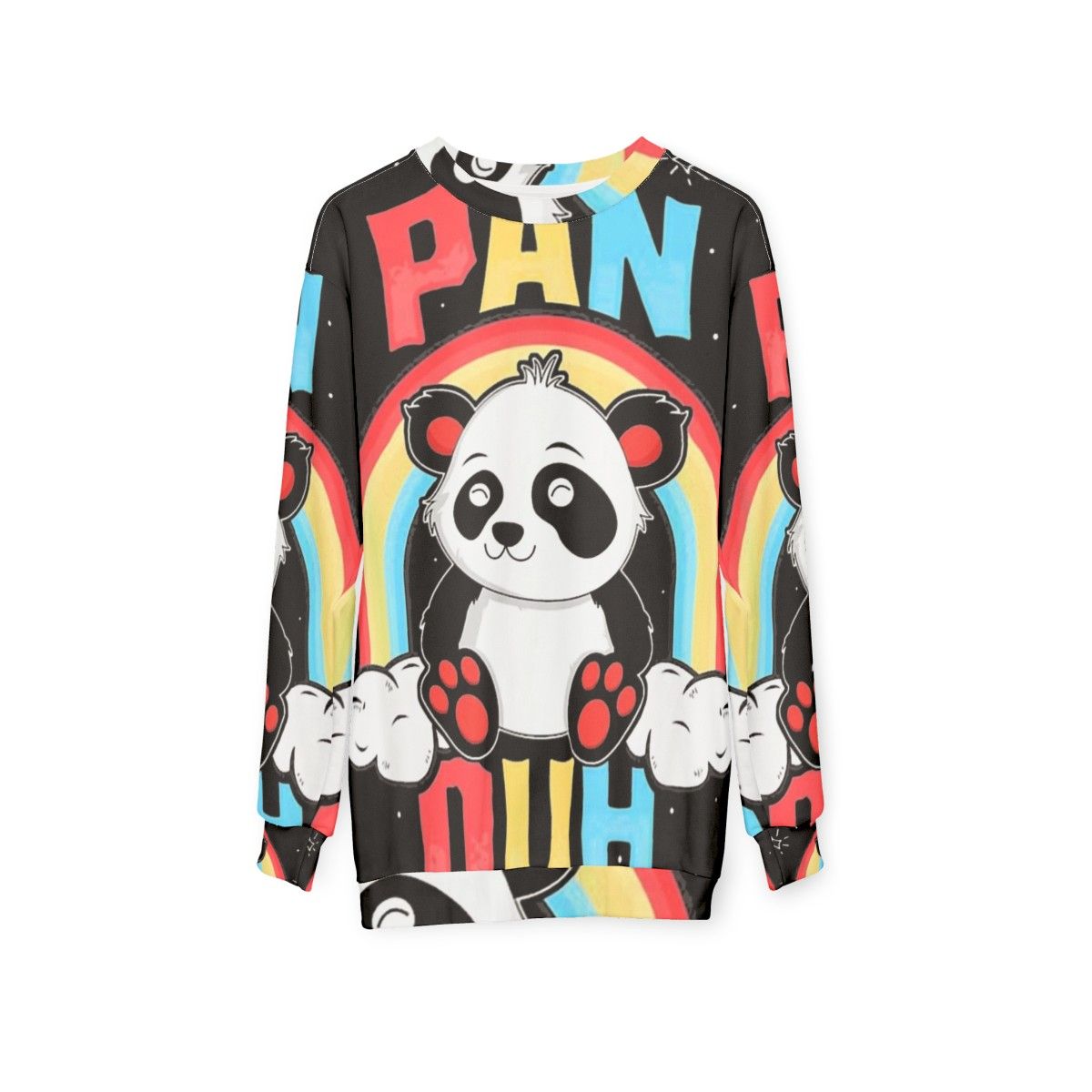 Colorful panda graphic design for LGBT sweatshirt - hanging