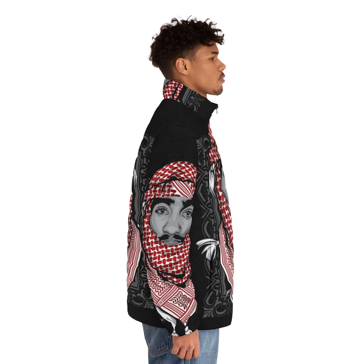 2Pac Puffer Jacket Featuring Legendary Rapper's Iconic Look - men side right