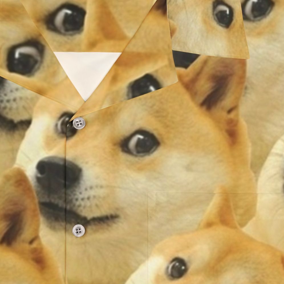 Doge Hawaiian Shirt - Shiba Inu Meme-Themed Pattern - Detail