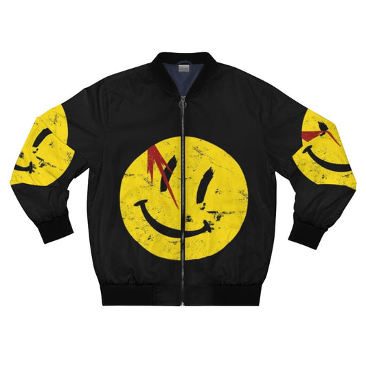 Vintage Watchmen Symbol Bomber Jacket featuring the iconic Watchmen character designs