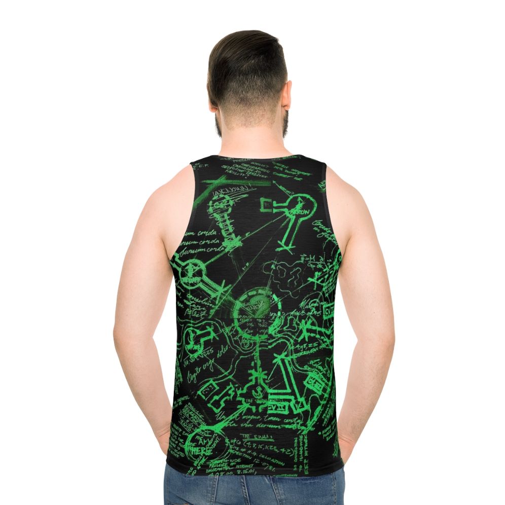 Vintage Lost TV Show Dharma Station Map Unisex Tank Top - men back