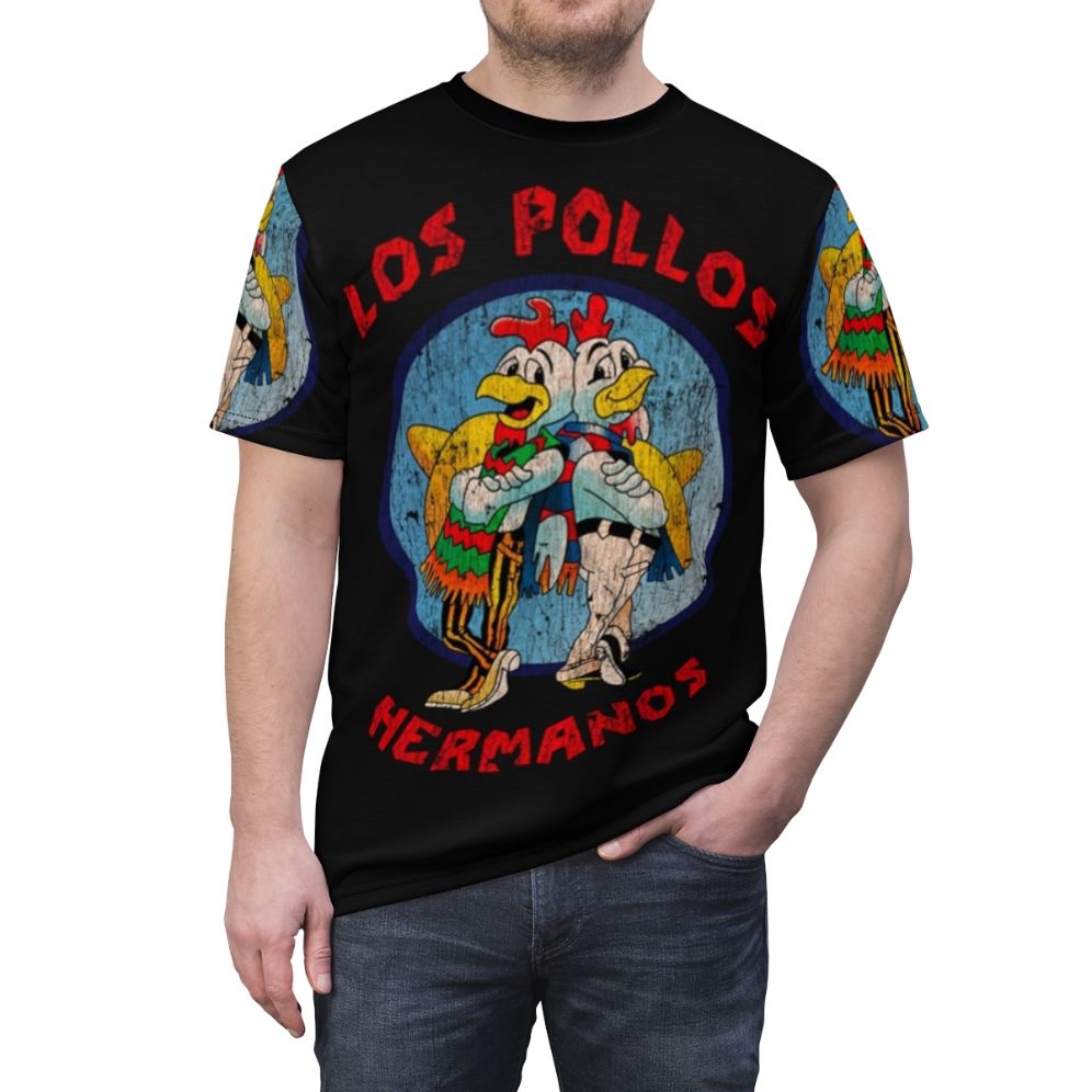 Breaking Bad-inspired Los Pollos T-shirt featuring a humorous chicken-themed design - men front