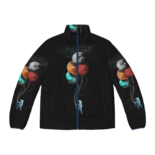 Spaceman's Galactic Puffer Jacket with astronaut, planets, and space elements