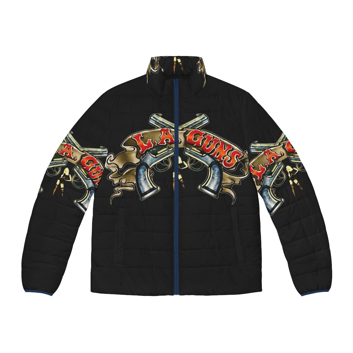 L.A. Guns puffer jacket featuring the iconic band logo