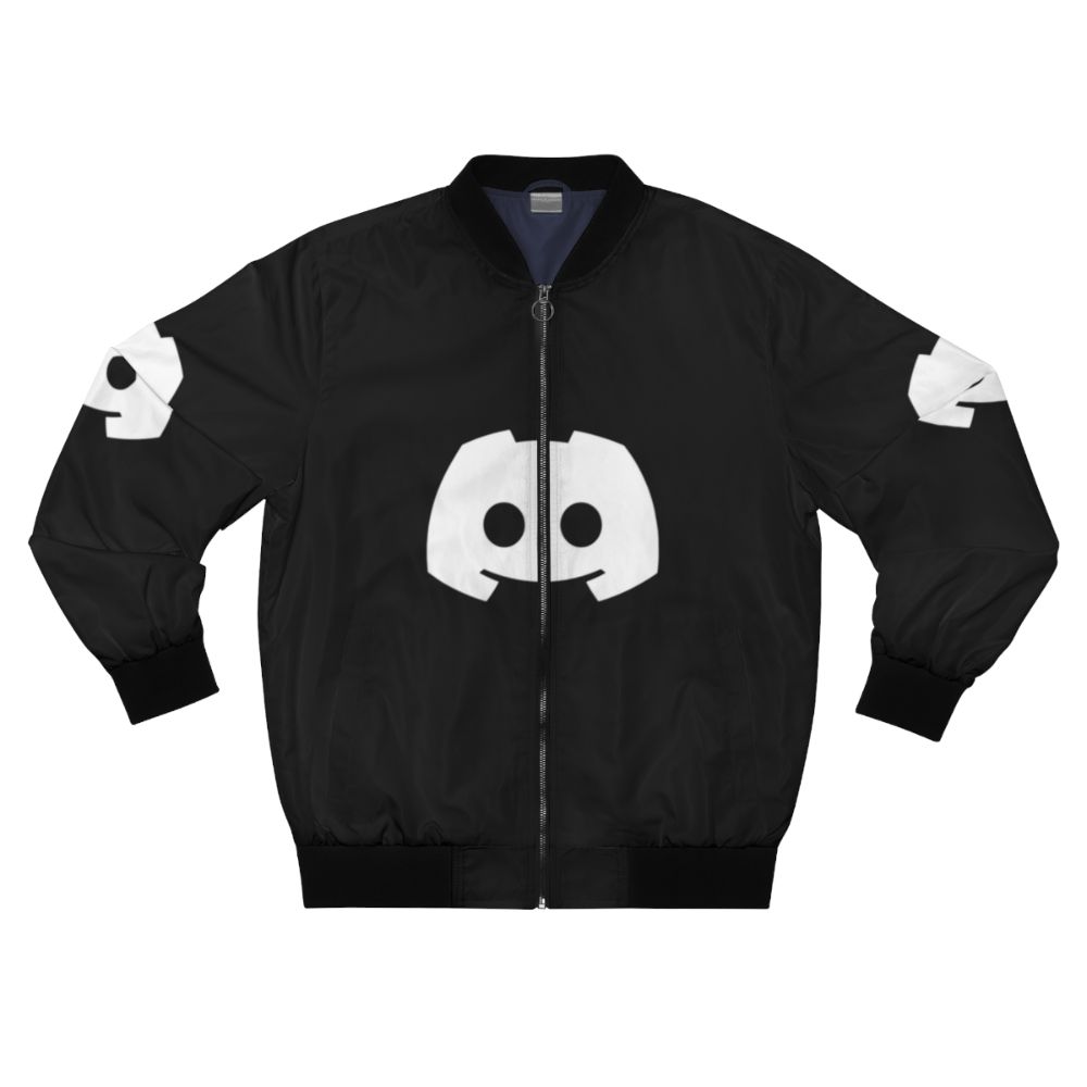 Discord logo printed on a black bomber jacket