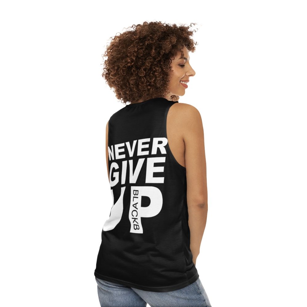 Never Give Up Unisex Tank Top - women back