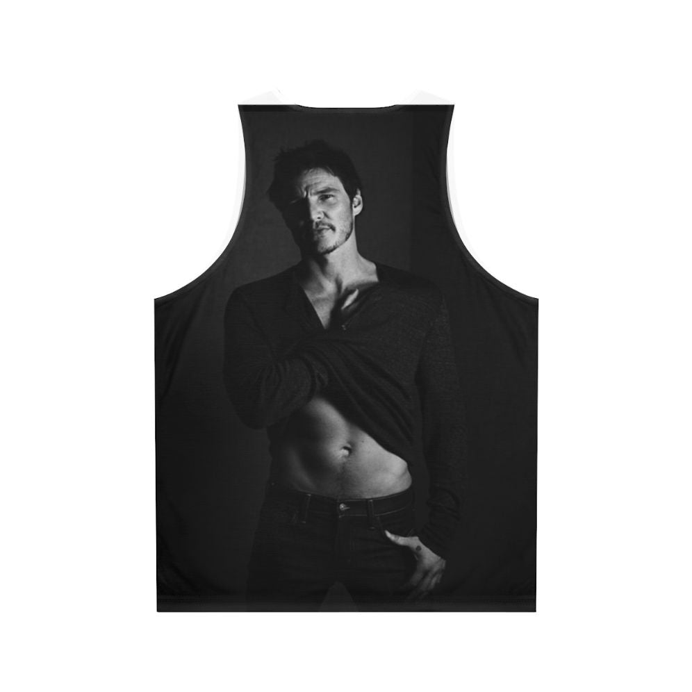 Pedro Pascal Black and White Unisex Tank Top - Back