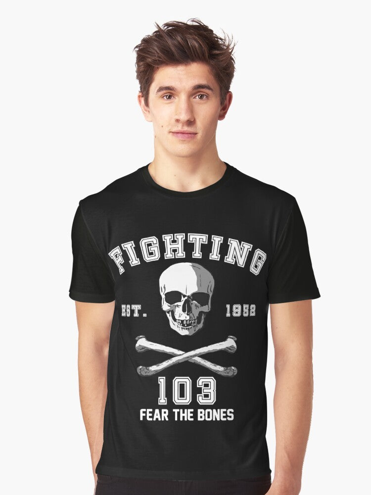 Fighting 103 Jolly Rogers Graphic T-Shirt featuring the iconic Jolly Rogers insignia and logo - Men