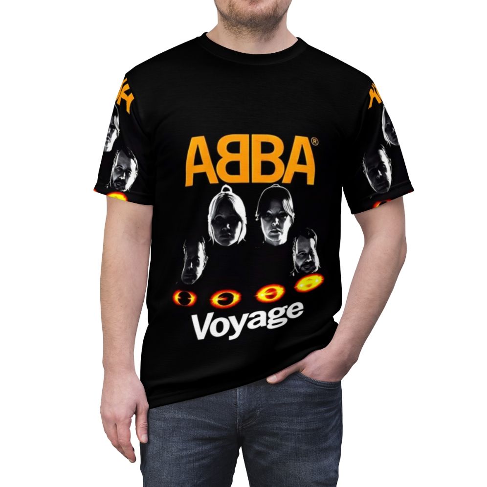 ABBA-inspired AOP t-shirt featuring music, dancing, and disco elements - men front