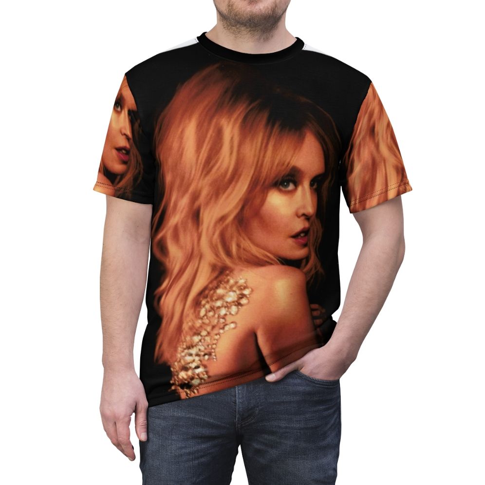 Shimmering gold t-shirt inspired by Kylie Minogue's music and fashion - men front