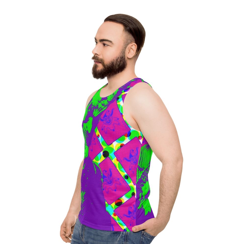 Psychedelic clown pop art design unisex tank top - men side