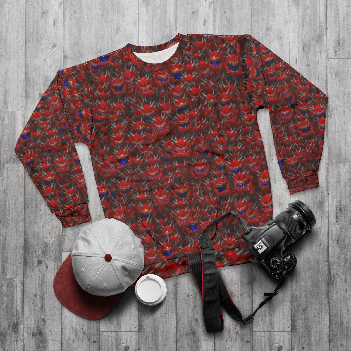 Doom Cacodemon 3D Shooter Sweatshirt - flat lay