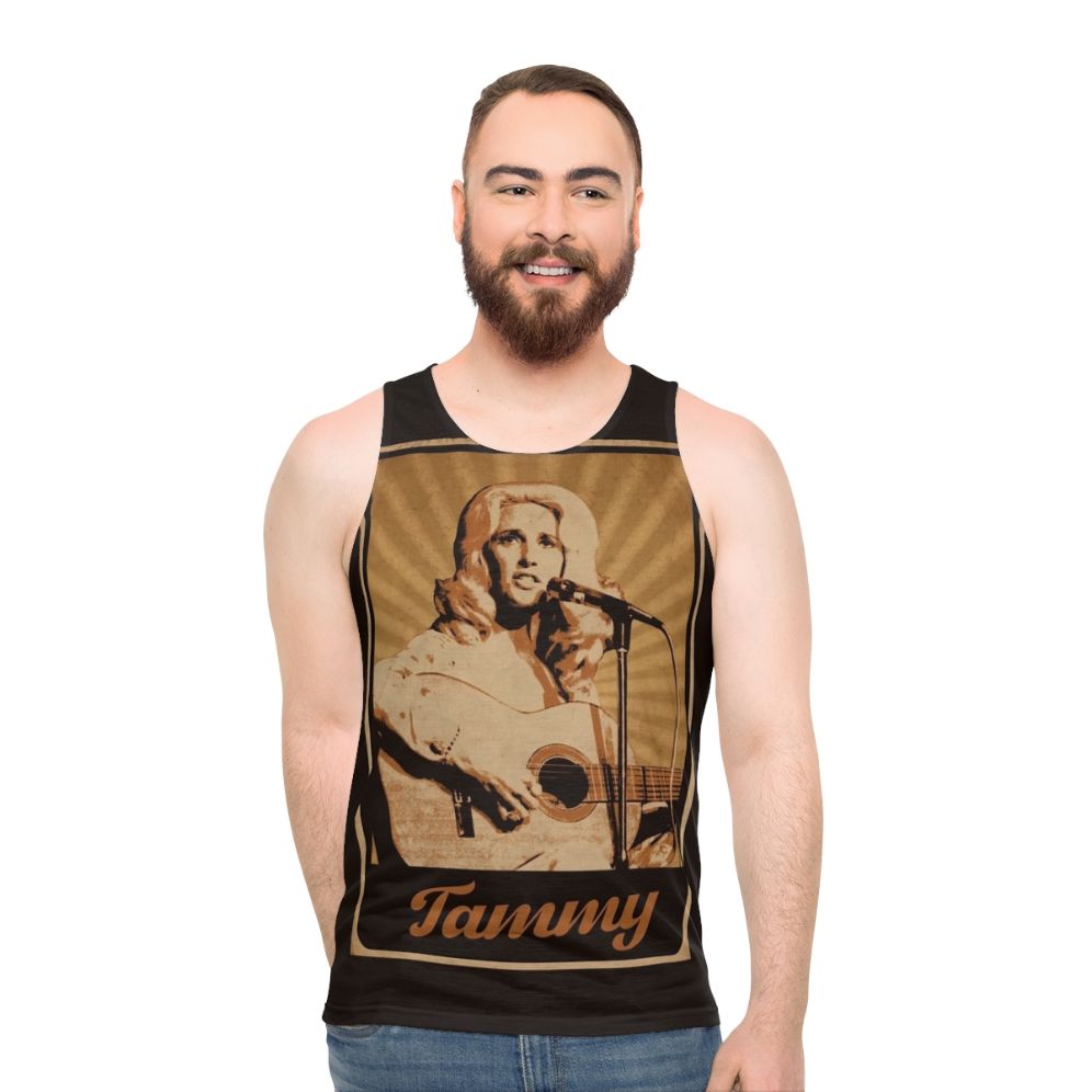 Unisex country music tank top with Tammy Wynette design - men