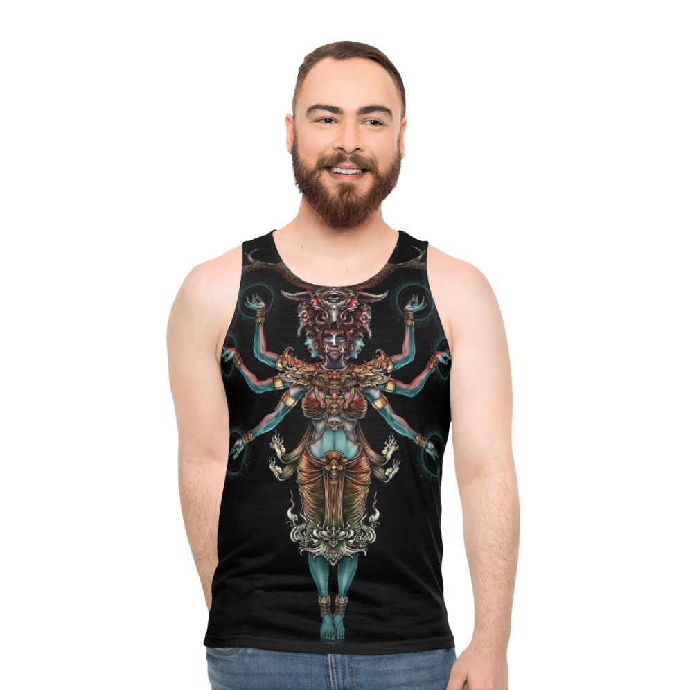 Unisex tank top with mystical yak art design - men