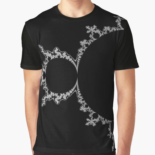 Mandelbrot set monochrome outline graphic design on a t-shirt