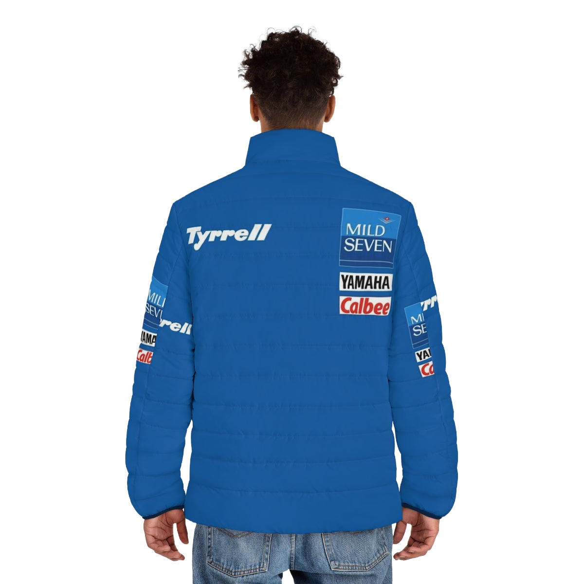 Gp2 Tribute Tyrrell Puffer Jacket featuring vintage F1 racing design - men back