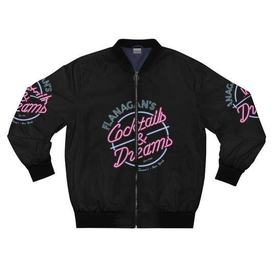 Flanagan's Cocktails & Dreams Bomber Jacket, featuring a vintage 80s movie design