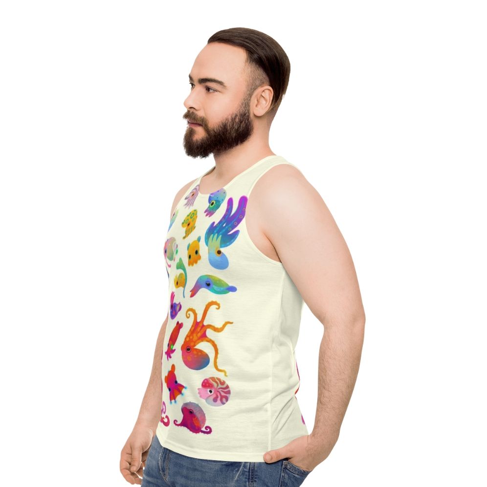 Pastel cephalopod unisex tank top - men side