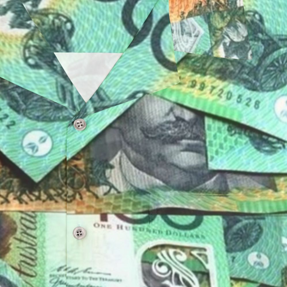 Australian 100 Dollar Bills Hawaiian Shirt - Detail