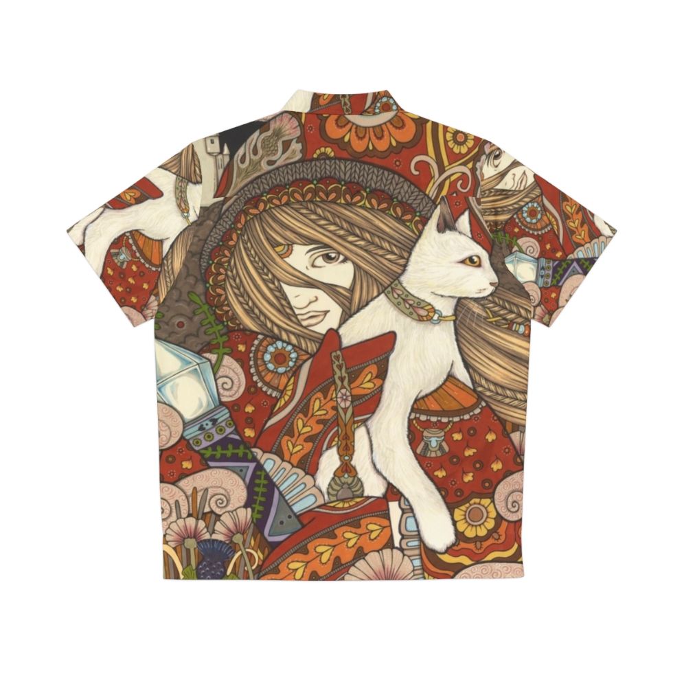 Mystical Visionary Hawaiian Shirt with Ace of Wands Tarot Imagery - Back