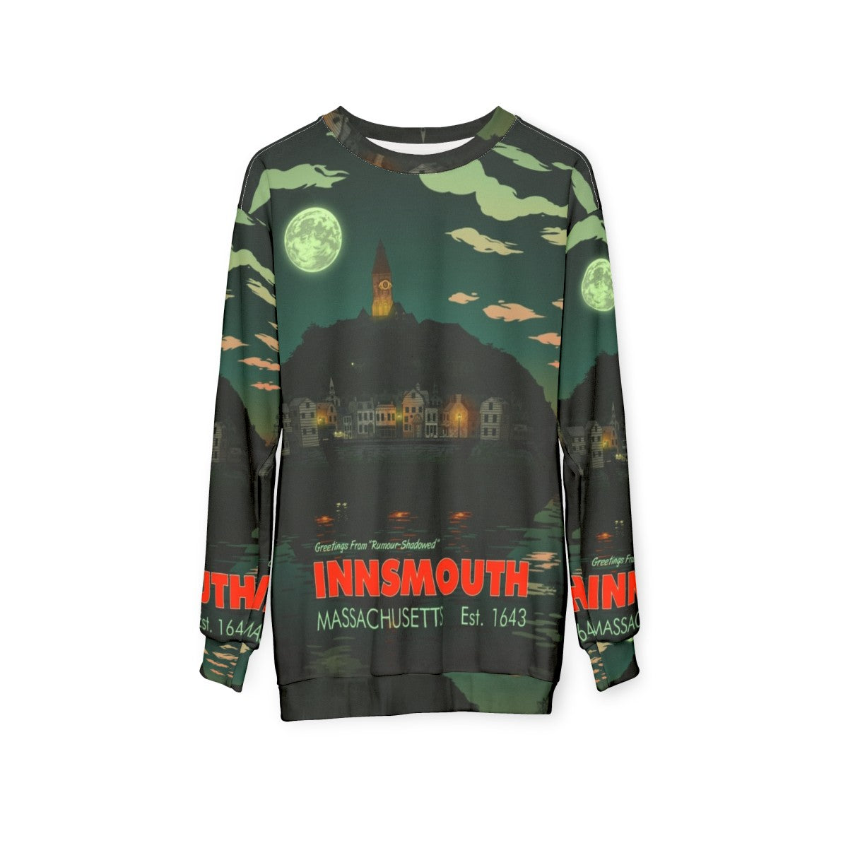 Innsmouth, Massachusetts Lovecraft Horror Sweatshirt - hanging