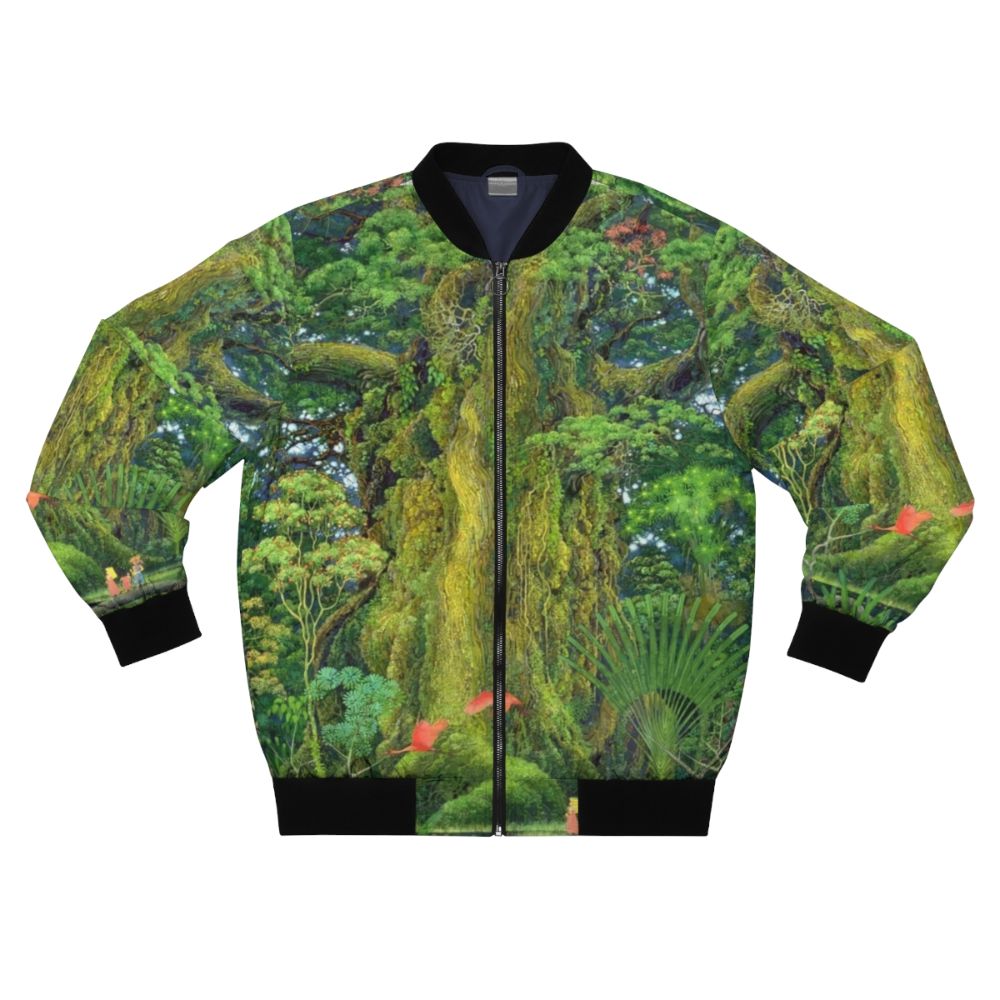 Secret of Mana inspired bomber jacket with game graphics and logo