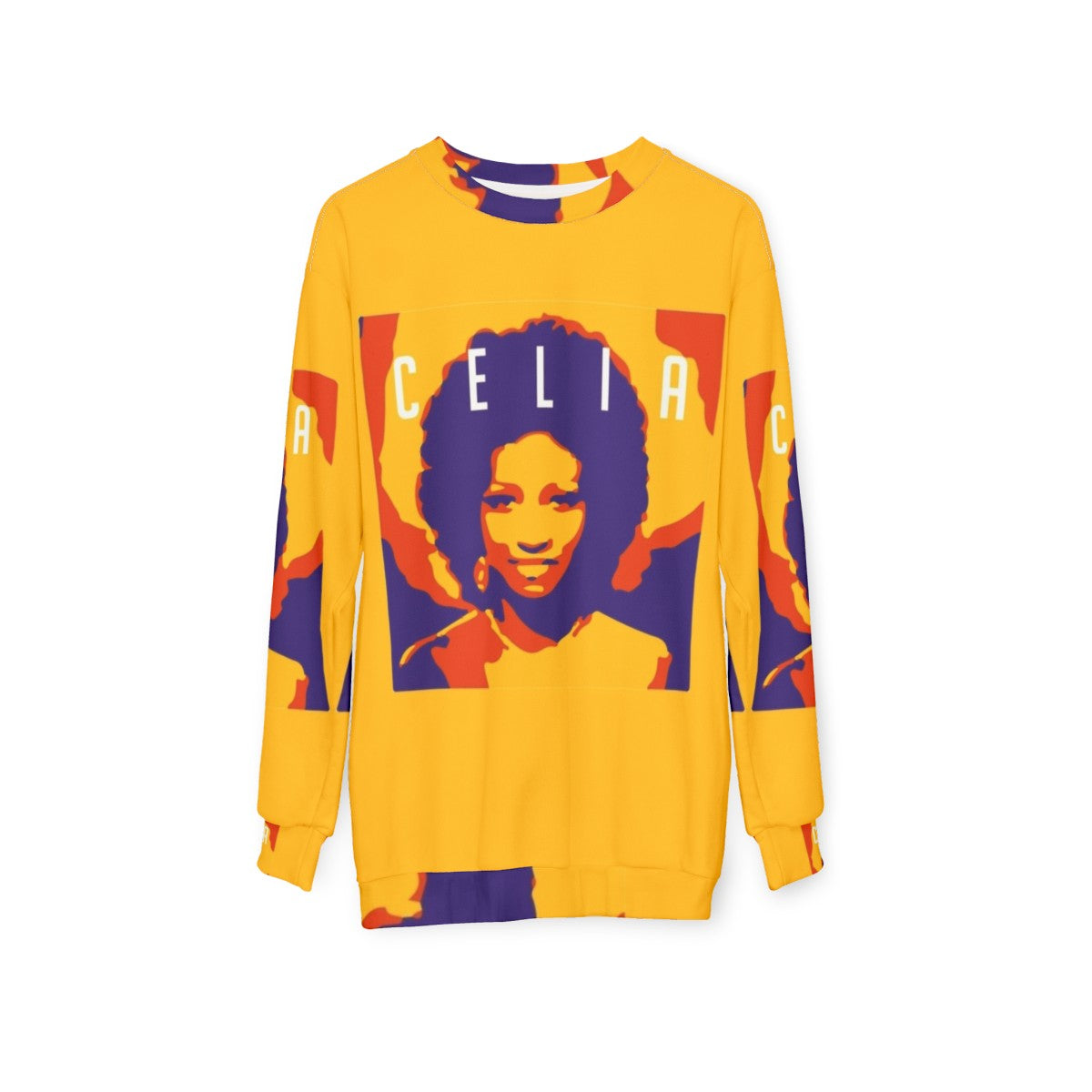 Celia Cruz-inspired latin pop art sweatshirt - hanging