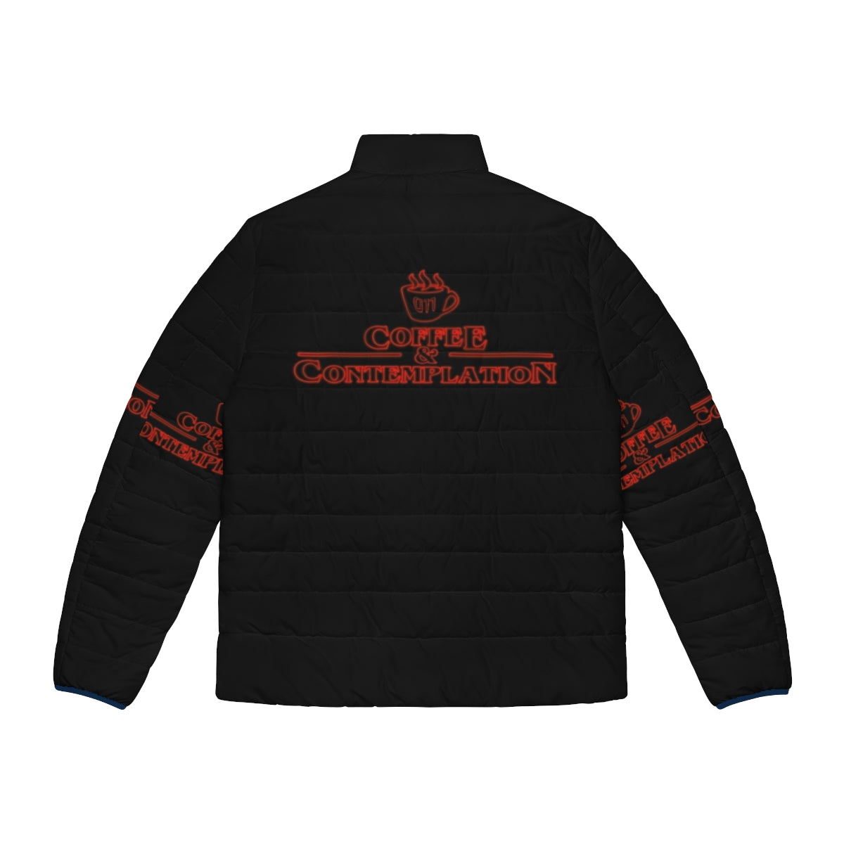 Stranger Things Coffee and Contemplation Puffer Jacket featuring Hopper - Back