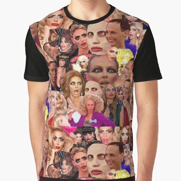 Alyssa Edwards pop art collage graphic t-shirt with drag queen, drag race, and RPDR elements