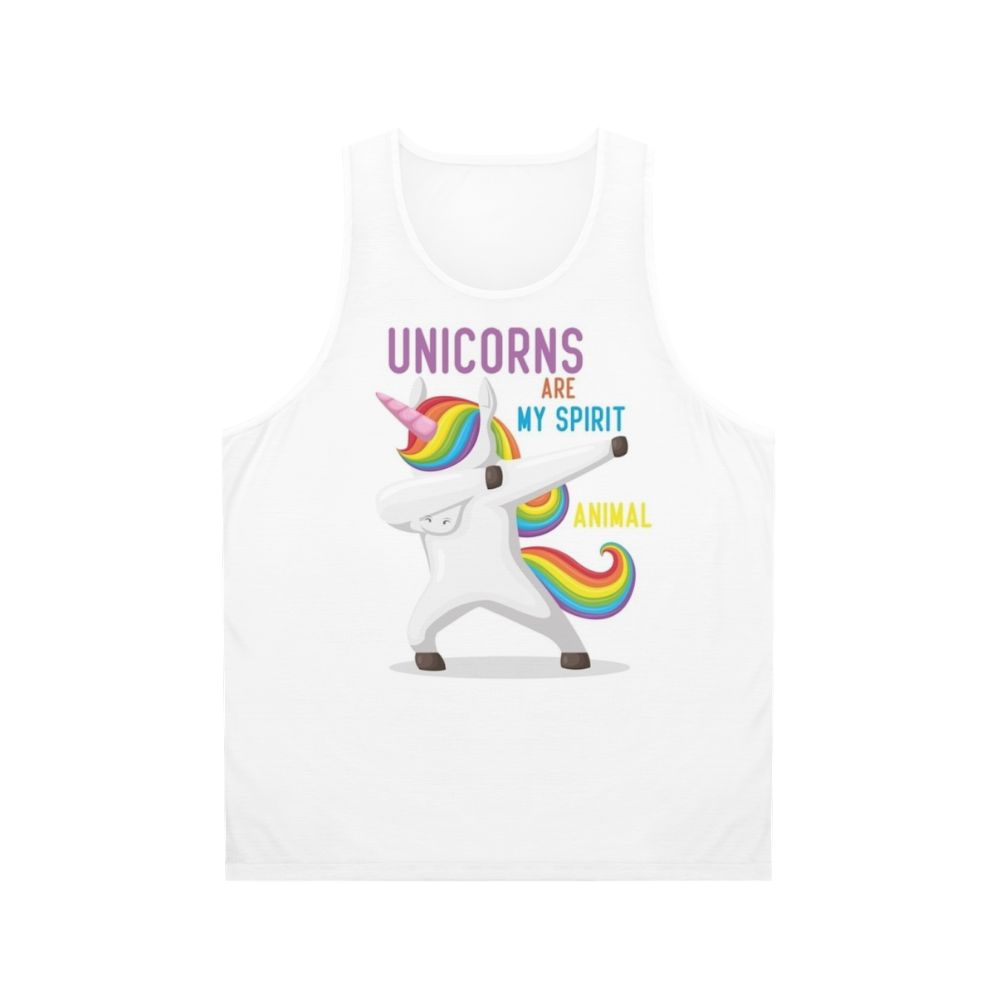 Unicorn tank top with 'Unicorns Are My Spirit Animal' graphic