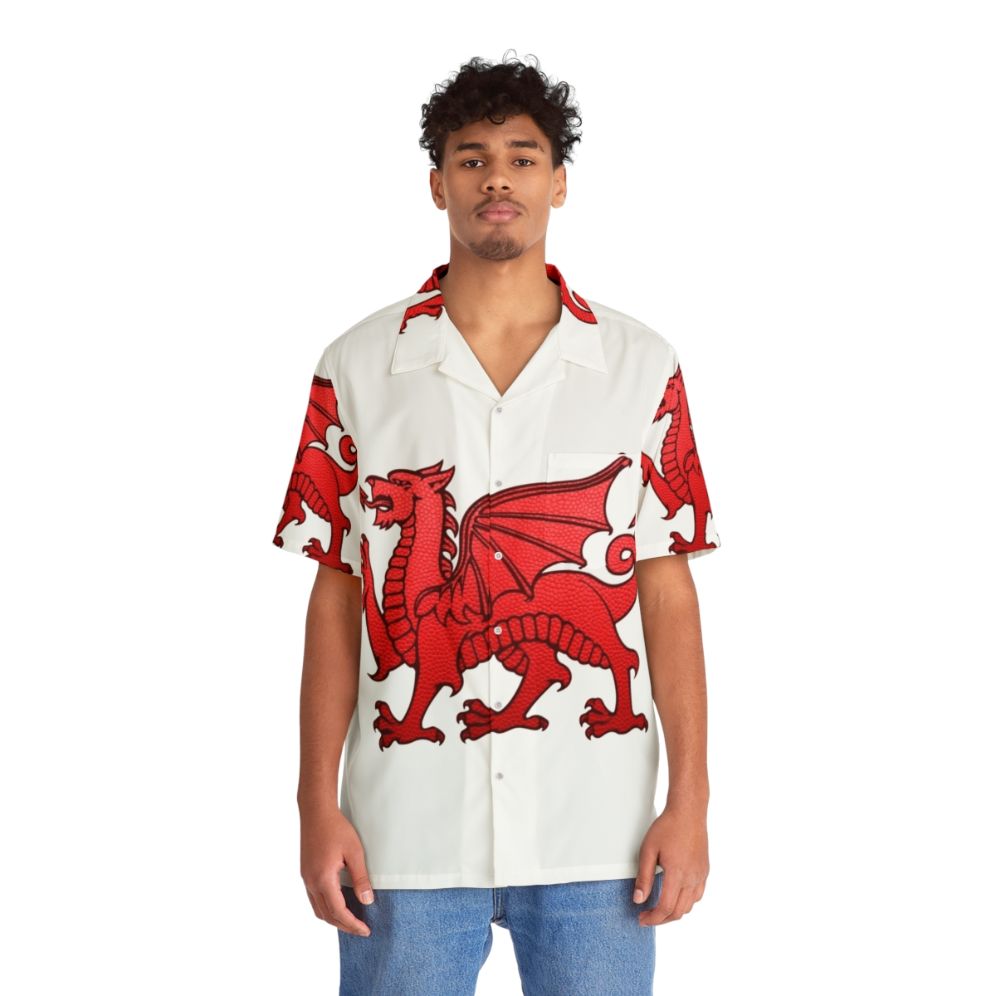 Welsh Red Dragon Print Hawaiian Shirt - People Front