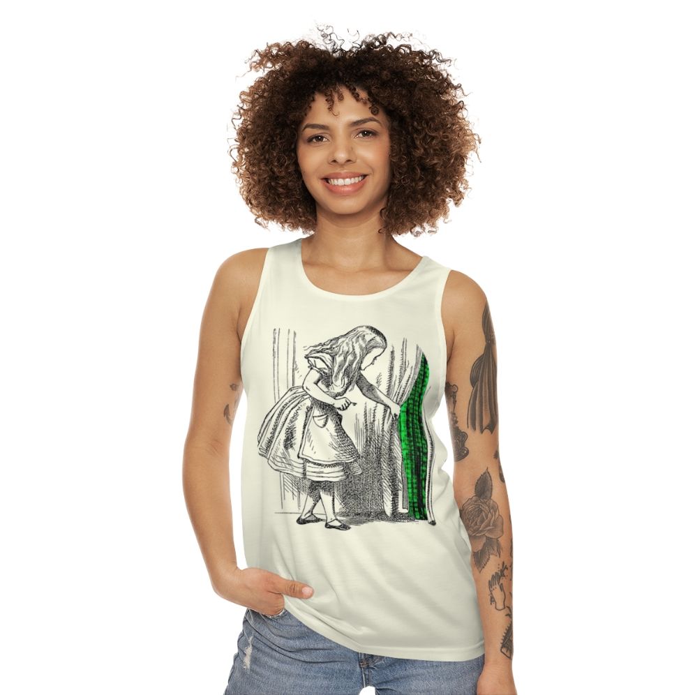 Follow the White Rabbit Matrix-Inspired Unisex Tank Top - women