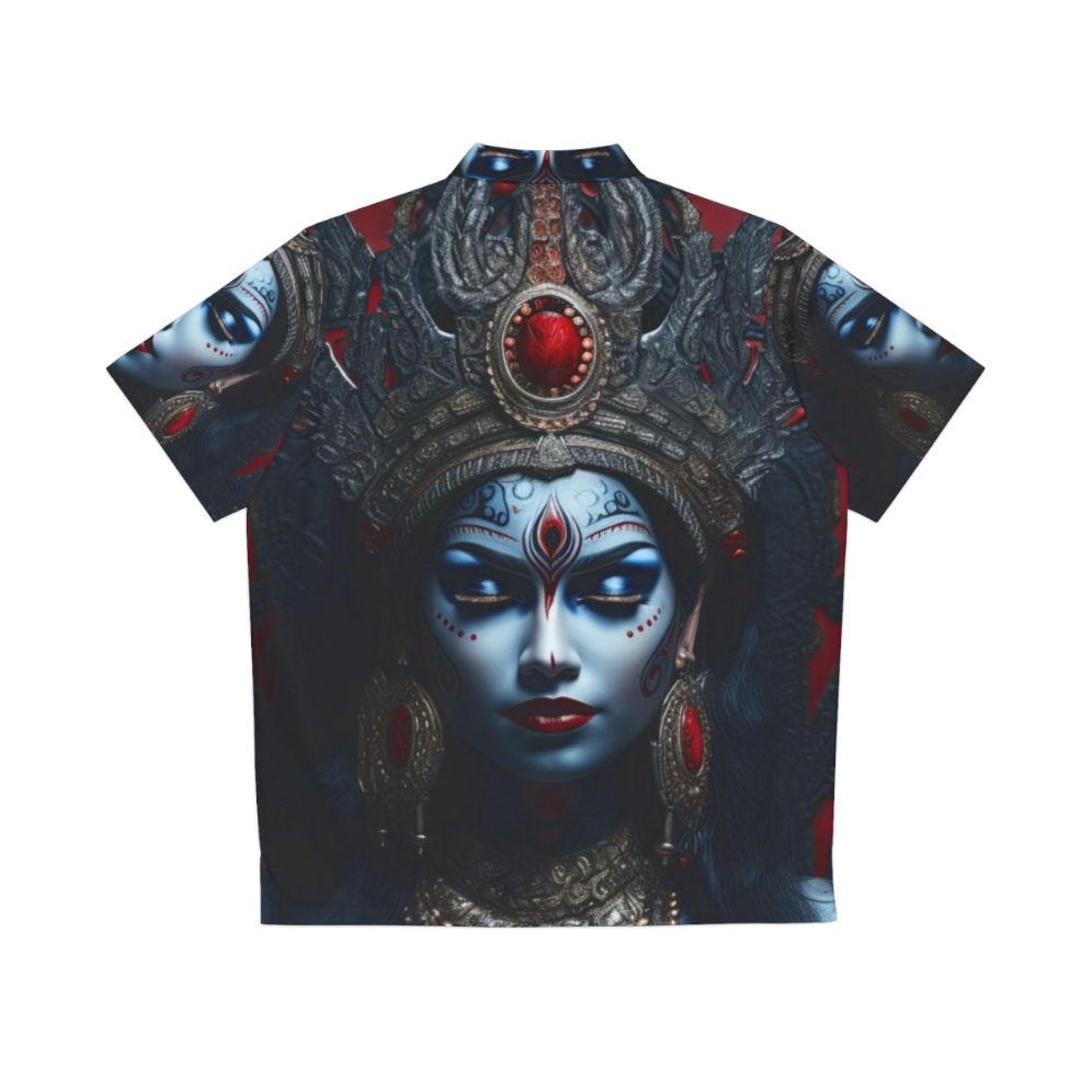 Kali goddess blue Hawaiian shirt with occult and esoteric design - Back