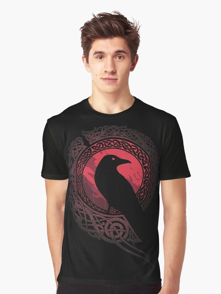 EDDA Graphic T-Shirt with Nordic Mythology and Celtic Knot Design - Men