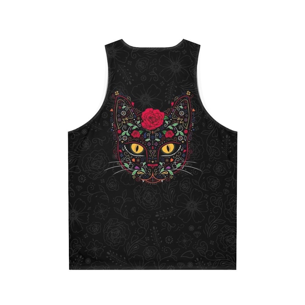 Day of the Dead Kitty Cat Sugar Skull Unisex Tank Top - Back