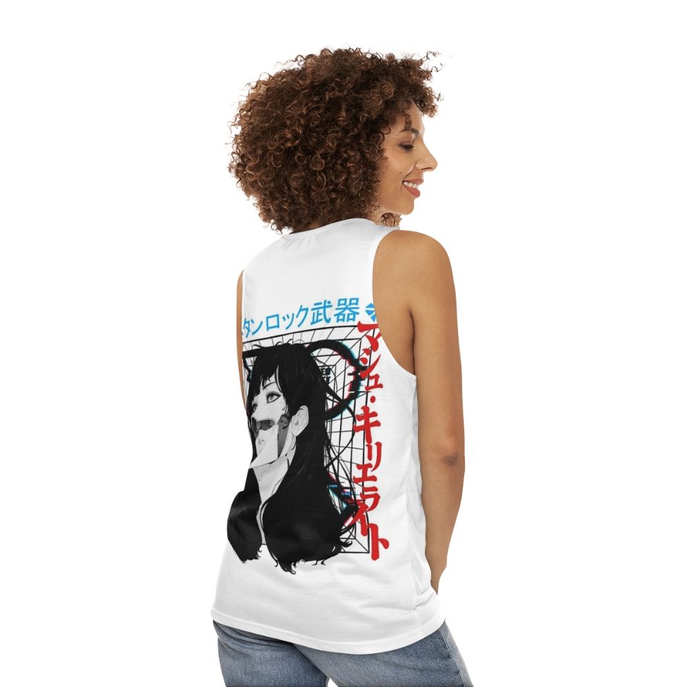 Cyberpunk cyborg woman in vaporwave urban style tank top - women back