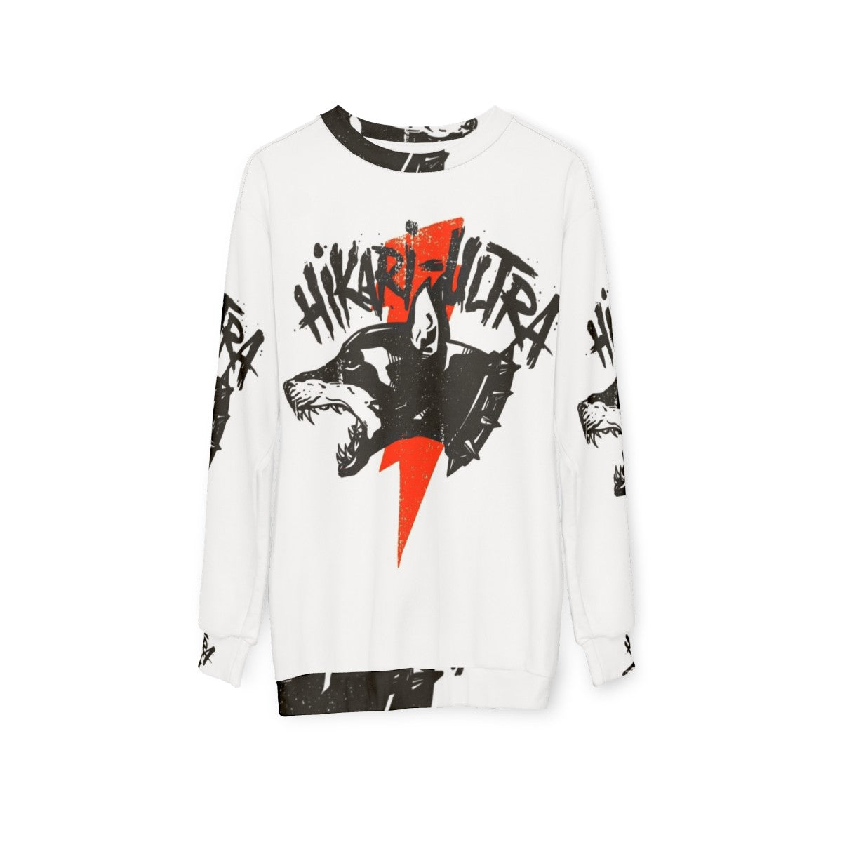 Vintage-inspired thunder dog red grunge sweatshirt - hanging