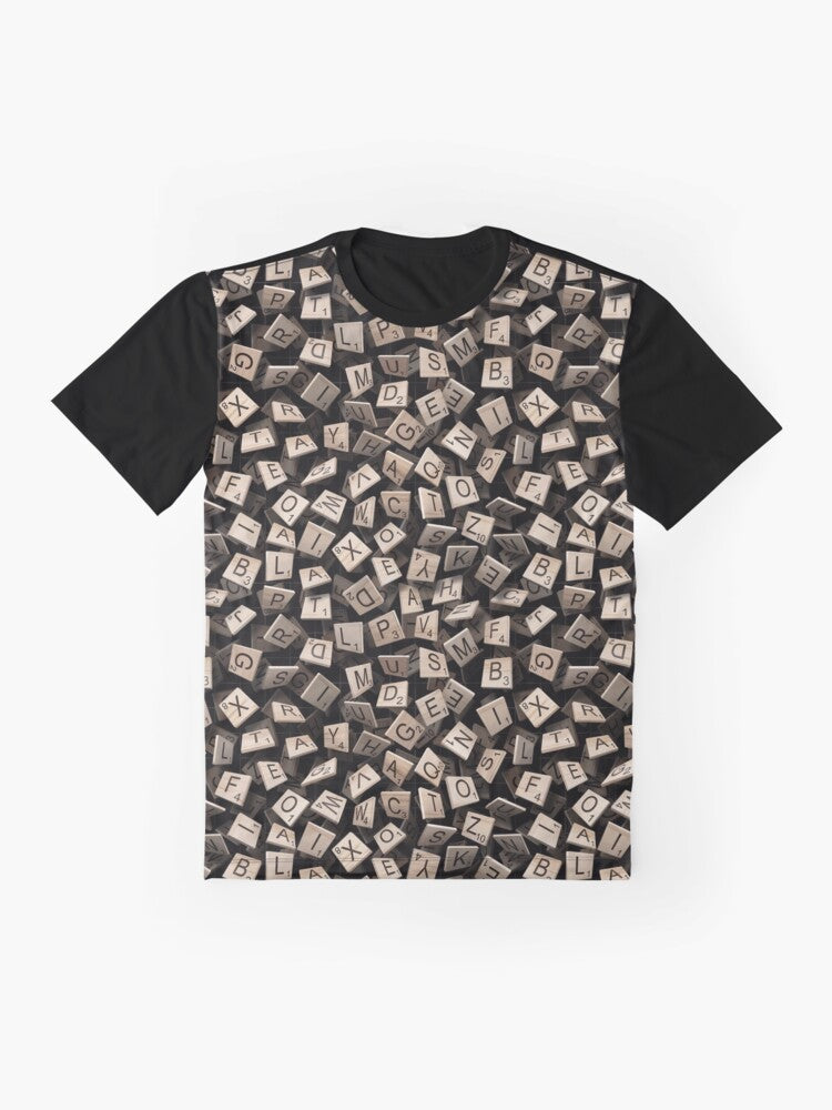 Scrabble tile pattern graphic t-shirt - Flat lay