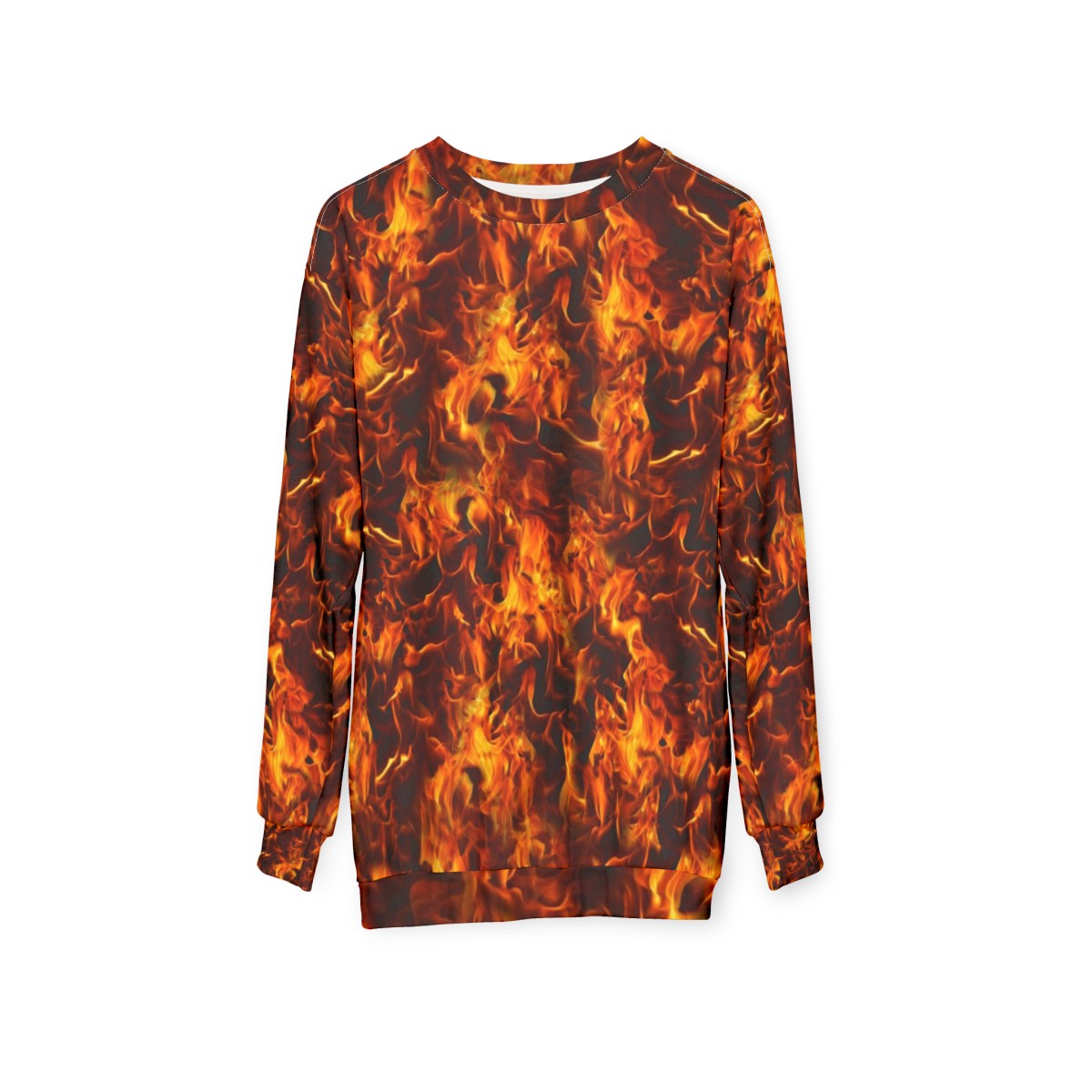 Fiery pattern sweatshirt with flames design - hanging