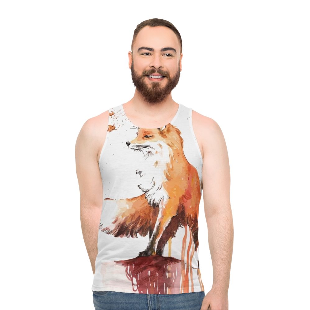 Unisex fox tank top with nature-inspired graphic design - men