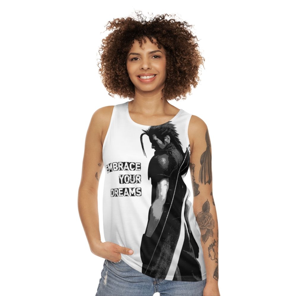 Fantasy inspired unisex tank top with video game characters - women