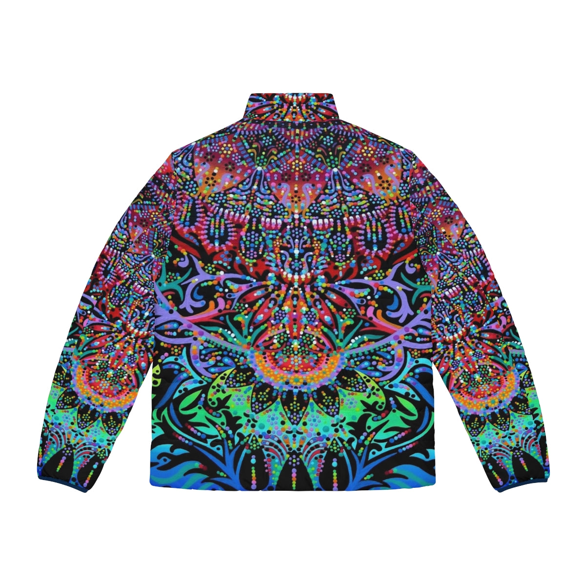 Mandala puffer jacket in vibrant colors - Back