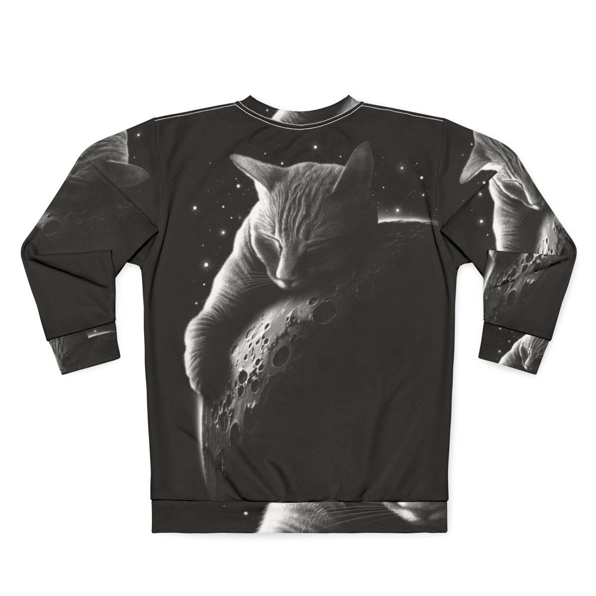 Mooncat Sweatshirt featuring a cat in a space suit against a starry night sky - Back