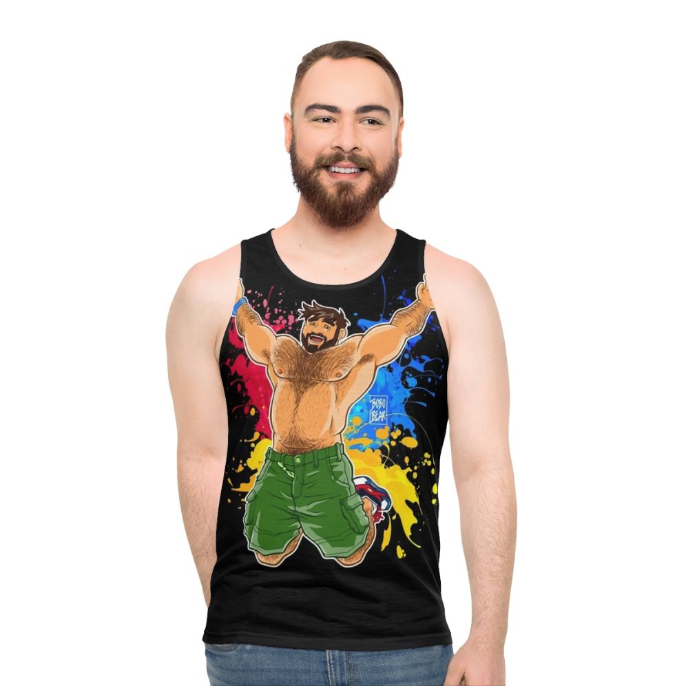 Unisex tank top with bear, otter, and pride designs - men