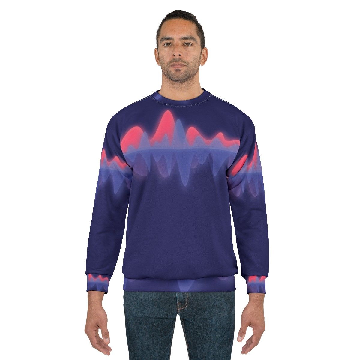 Audio Wave Sweatshirt with Colorful Sound Wave Pattern - men