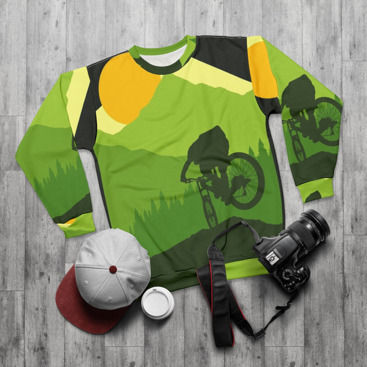 Bike More Outdoor Adventure Sweatshirt - flat lay