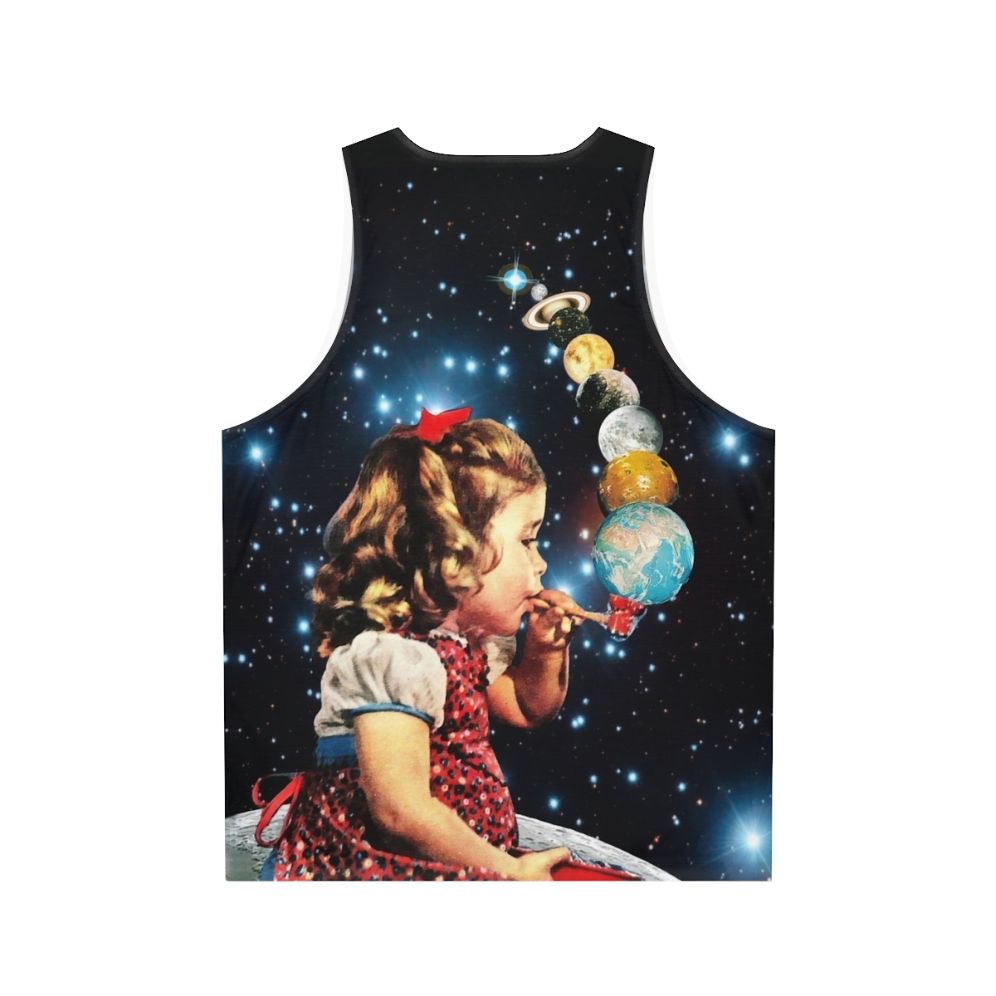 Psychedelic unisex tank top with surreal, vintage-inspired design - Back