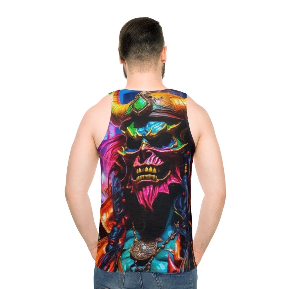 Neon Pirate Graffiti Unisex Tank Top - men back