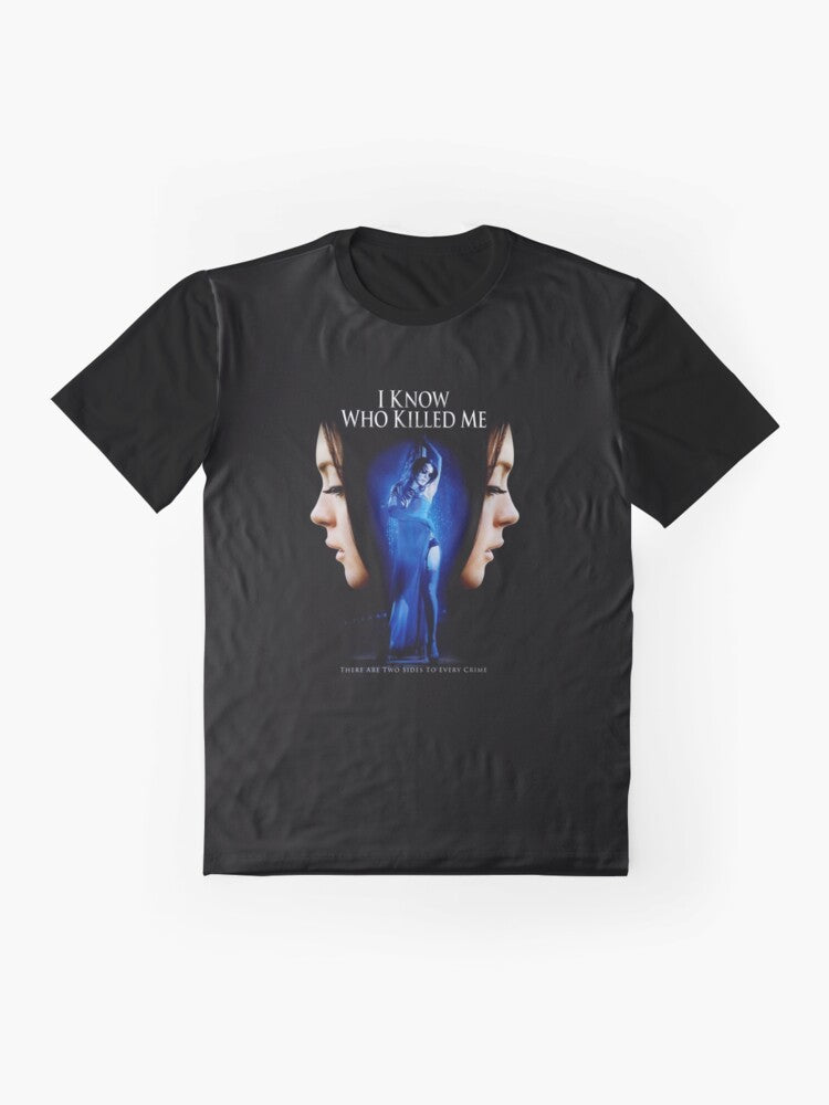 "I Know Who Killed Me" cult movie graphic t-shirt featuring Lindsay Lohan - Flat lay