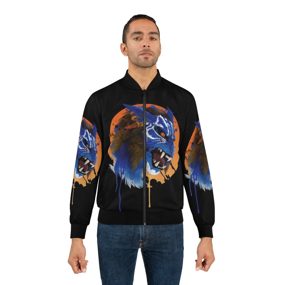 Inigo's Fury Bomber Jacket - A stylish and bold design for the gaming enthusiast, featuring a snarling Khajiit character. - Lifestyle